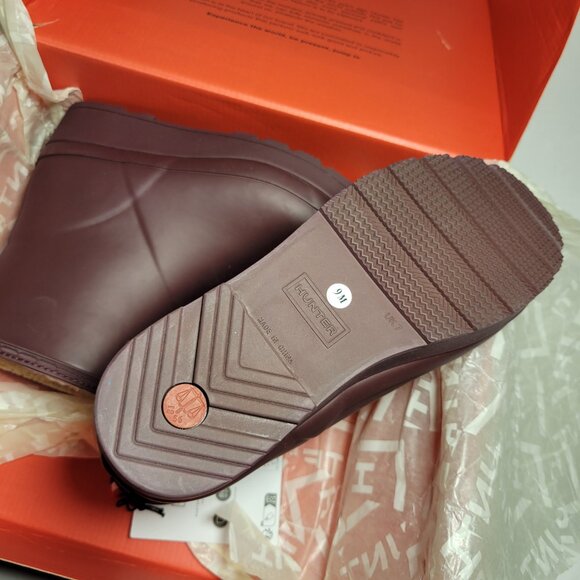 Hunter Women's PLAY™ Insulated Vegan Shearling Short Rain Boots in Dark Red - Picture 2 of 11